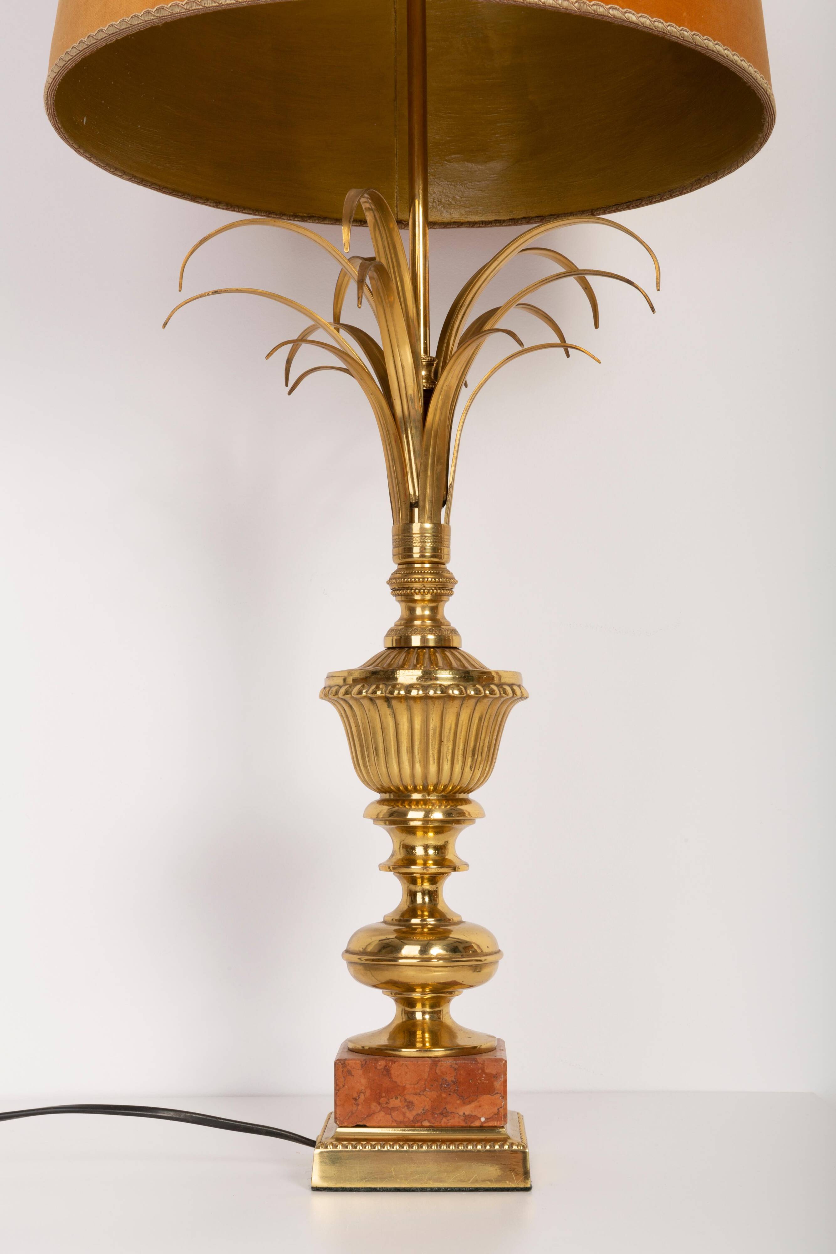 Mid-Century Hollywood Regency Orange Velvet Table Lamp, France, 1960s