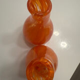 Pair of vintage blown glass vases in orange – Murano style – years
