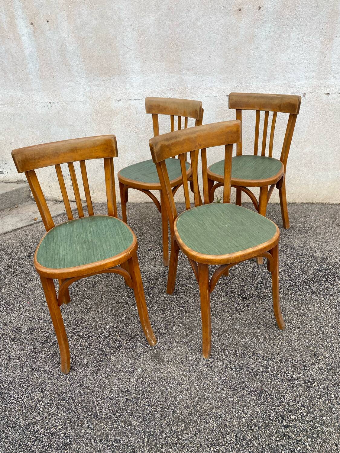 Série de 4 chaises bistrot vertes