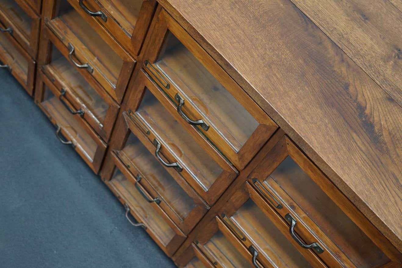 Vintage dutch oak haberdashery cabinet 1930s