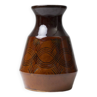 Brown ceramic vase, Czechoslovakia, 1960s
