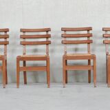 Set of Six Mid-Century French Oak Dining Chairs (6)