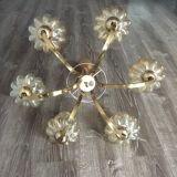 Brass-style chandelier and puffed glass 60/70