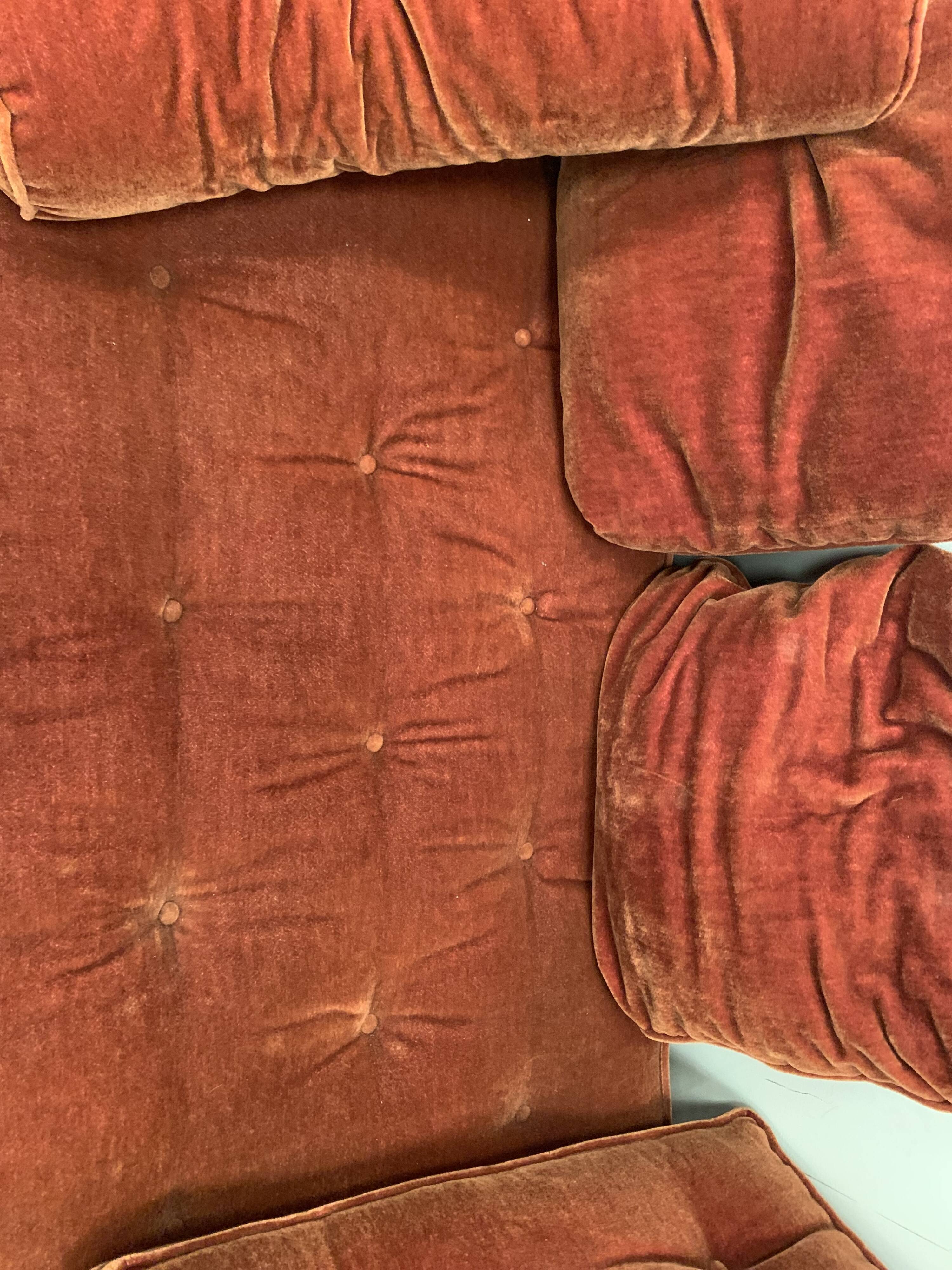Art Deco velvet bench removable side XX century