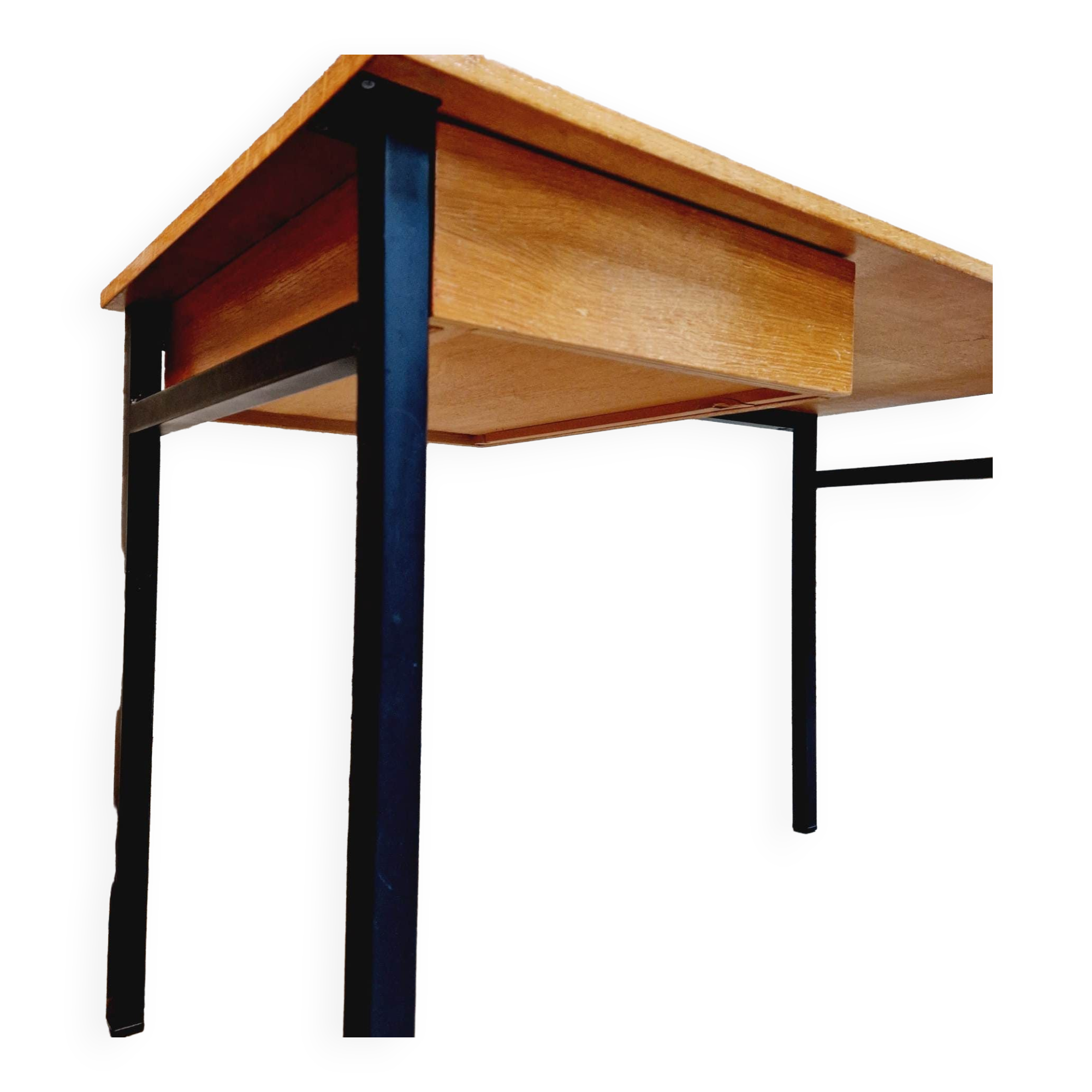 Wood and black metal desk