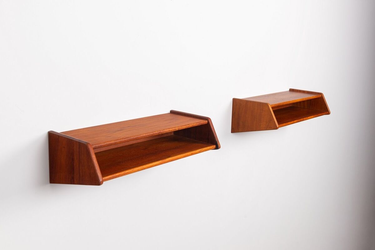 Aksel Kjersgaard floating nightstands No 24 in teak Odder Denmark 1960