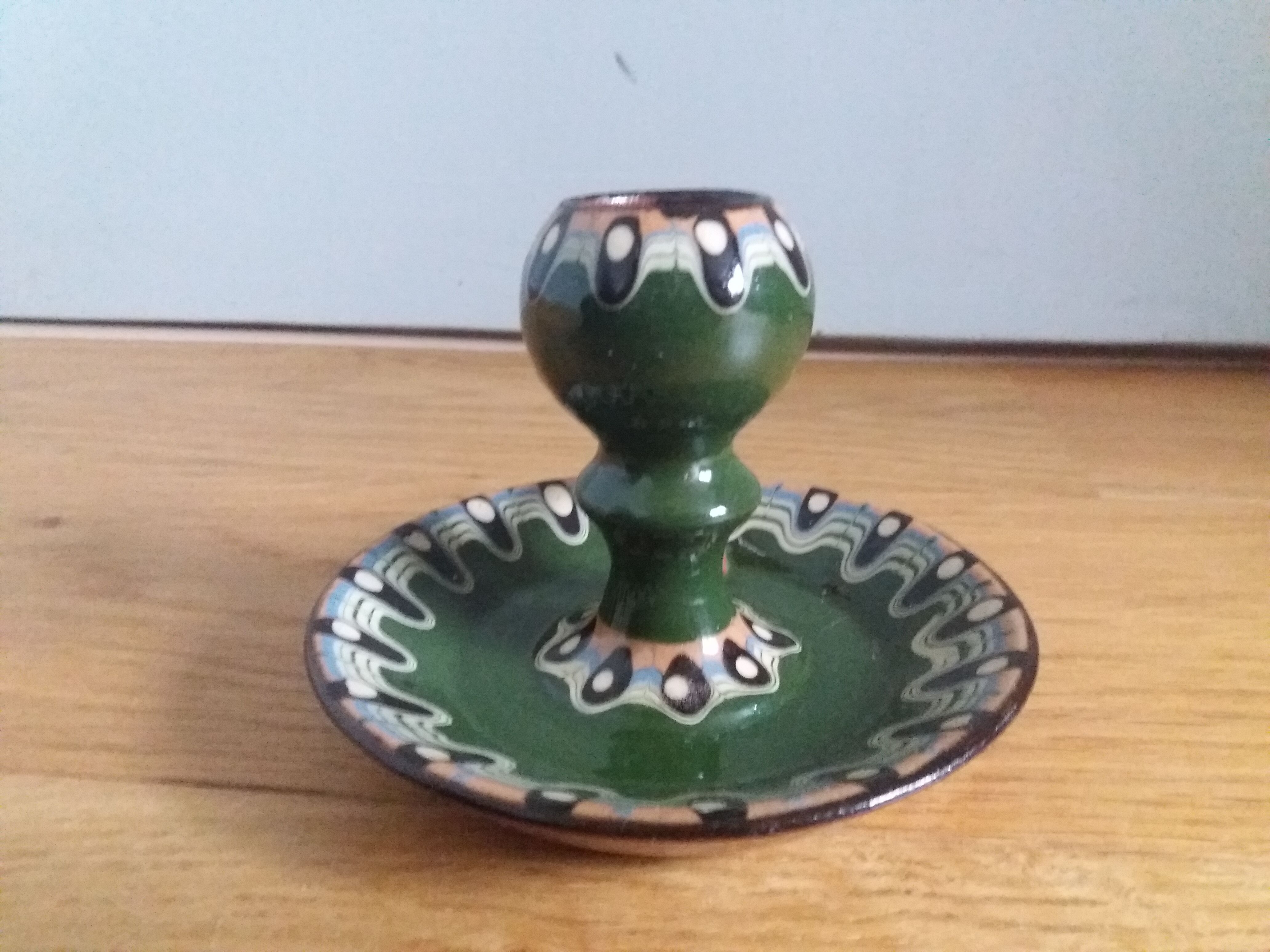 Trojan glazed ceramic cellar rat candle holder Bulgaria