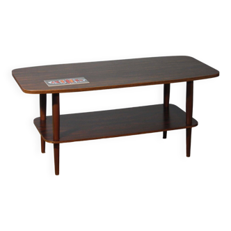 Scandinavian style coffee table from the 50s, rosewood & ceramic
