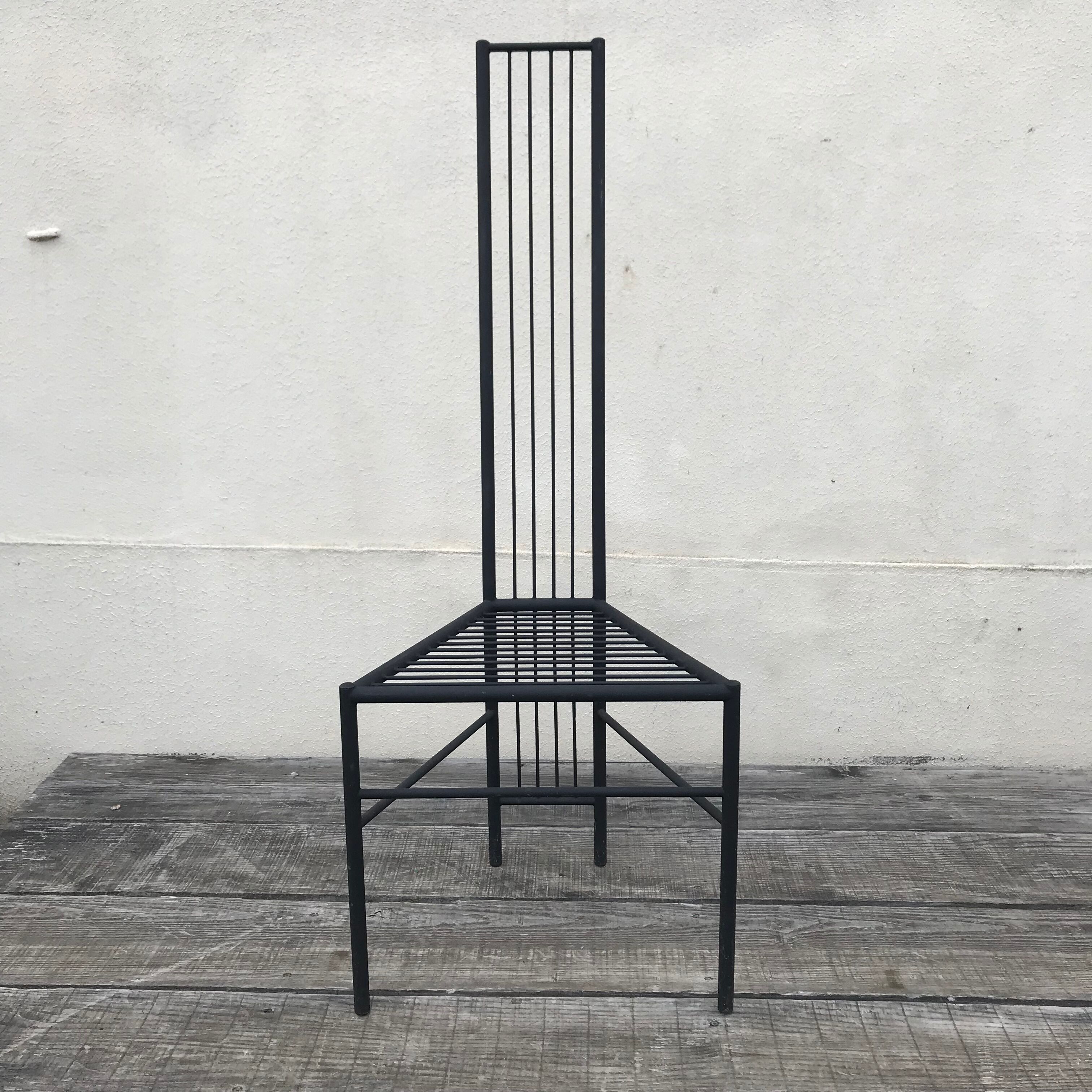 Chair with high back in vintage metal 1980
