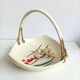 Ceramic and wicker covered scoubidou bowl, 60s