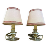 Pair of Vintage Brass Cave Rat Bedside Lamps France