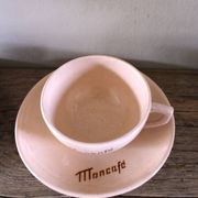 2 coffee cups and saucers pink Digoin Sarreguemines blue Villeroy Boch