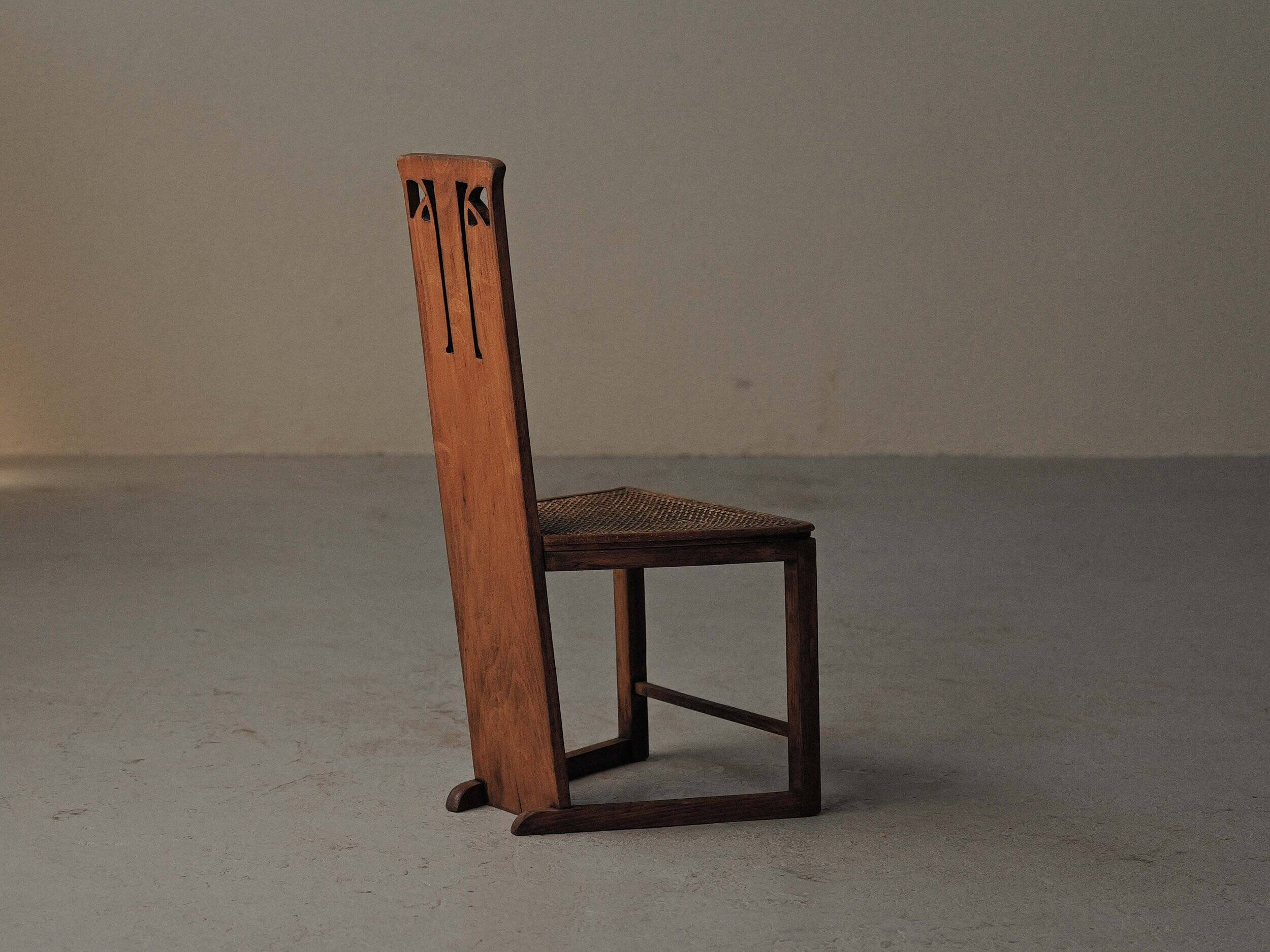 Chaise d'appoint géométrique, Arts & Crafts, vers 1900-1925