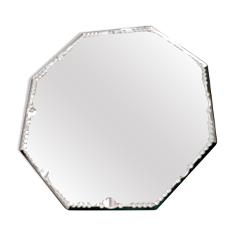 Bevelled and chiseled hexagonal mirror 27x27cm