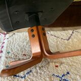 Footrest 80s skaï and wood