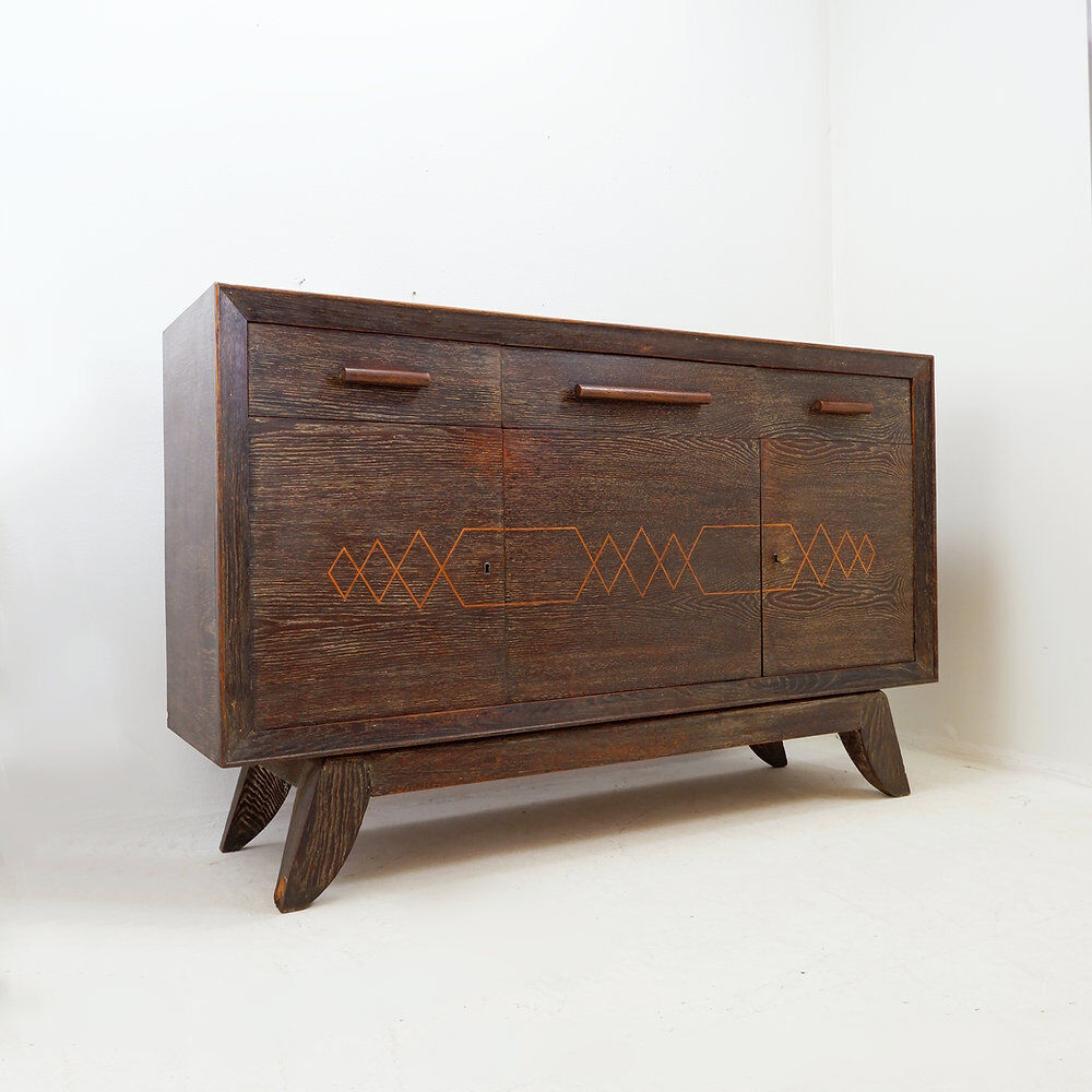 Buffet vintage en bois de wengé avec pieds évasés vers l'extérieur