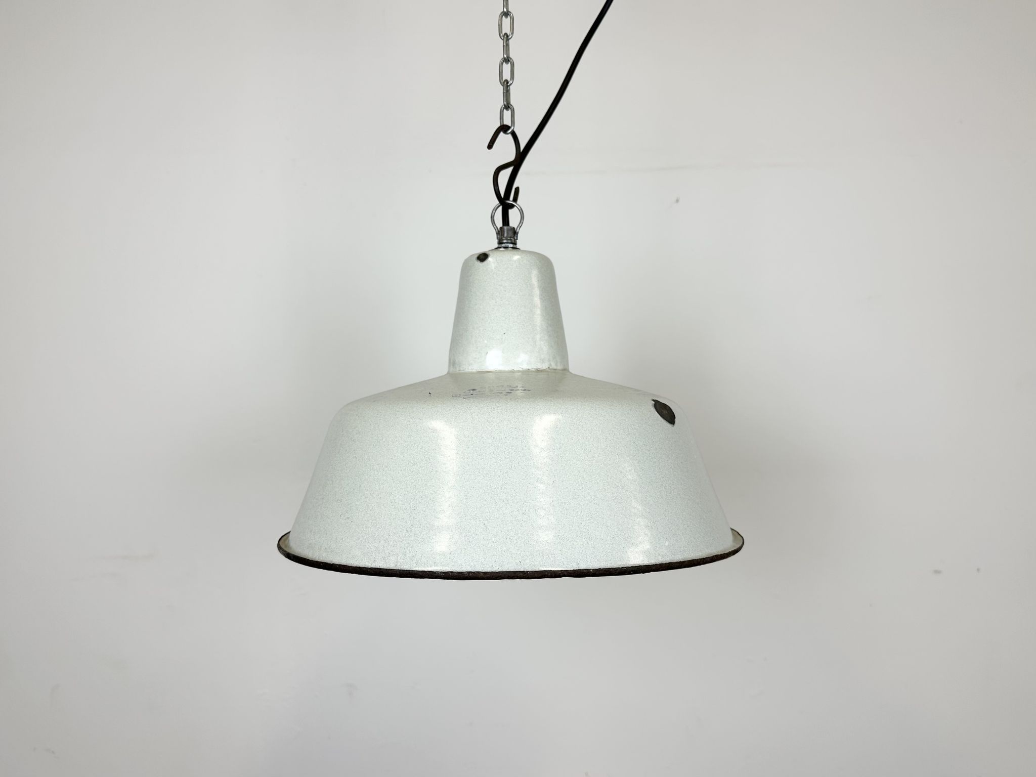 Industrial White Enamel Factory Pendant Lamp from Zaos, 1960s