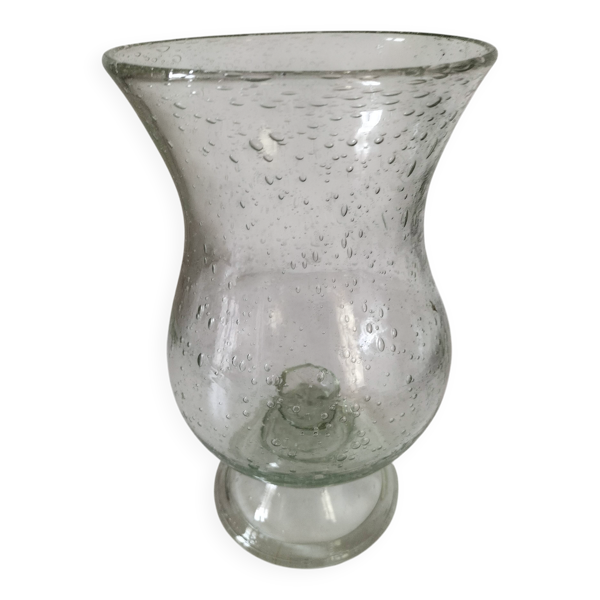 Photophore en verre bullé soufflé, forme balustre – esprit atelier — Beyit
