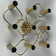 60s 70s 9-bulb ceiling lamp from Leola Leuchten Germany in brass