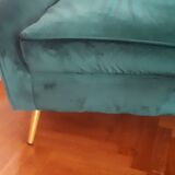 Méridienne contemporaine en velours vert