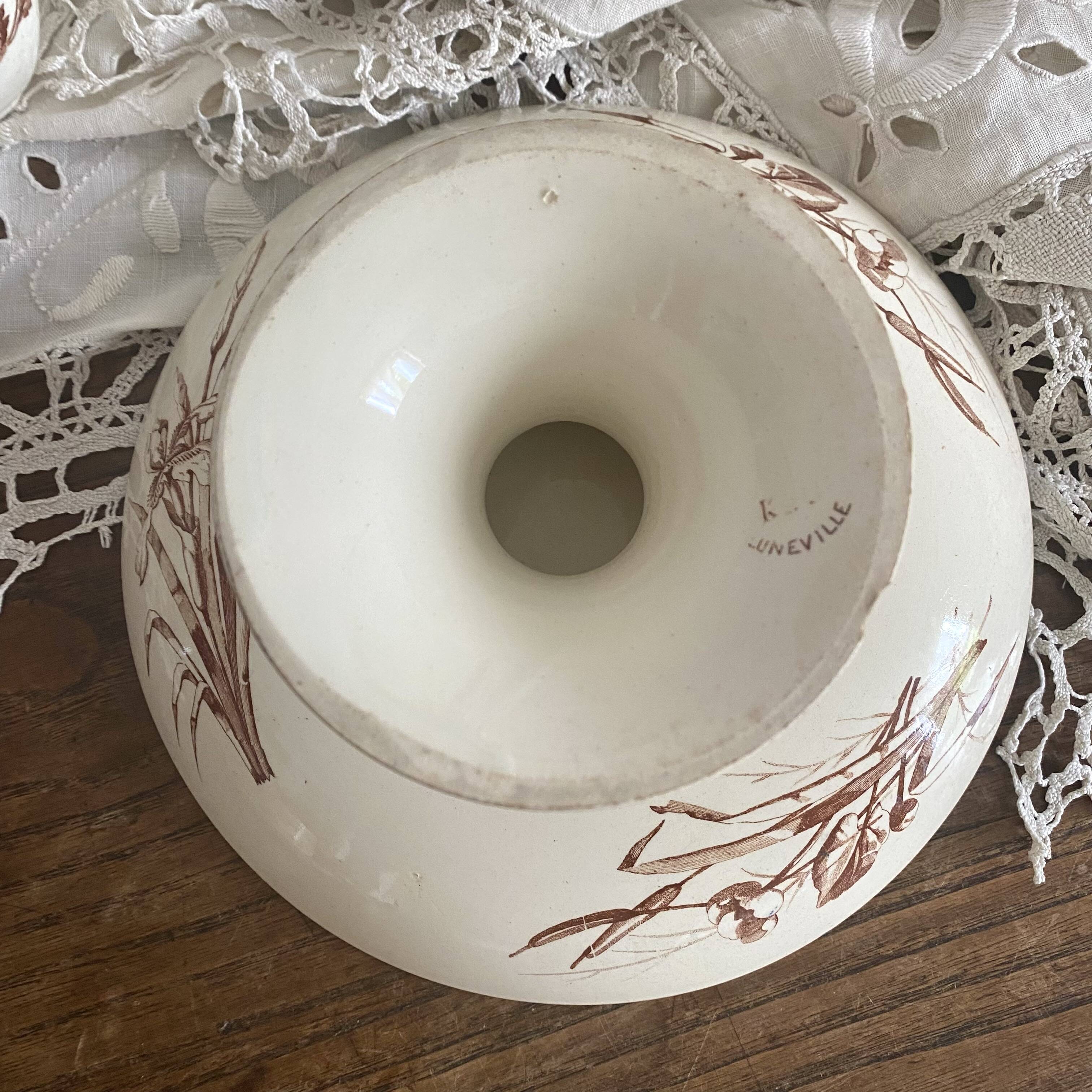 Old Luneville earthenware compote bowl