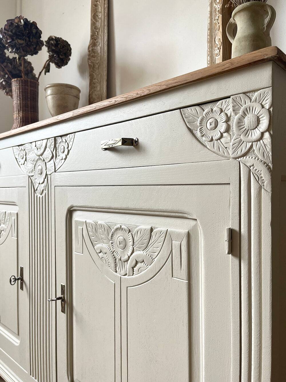 Large Art Deco buffet in grey oak