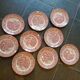 9 plates in pink English porcelain