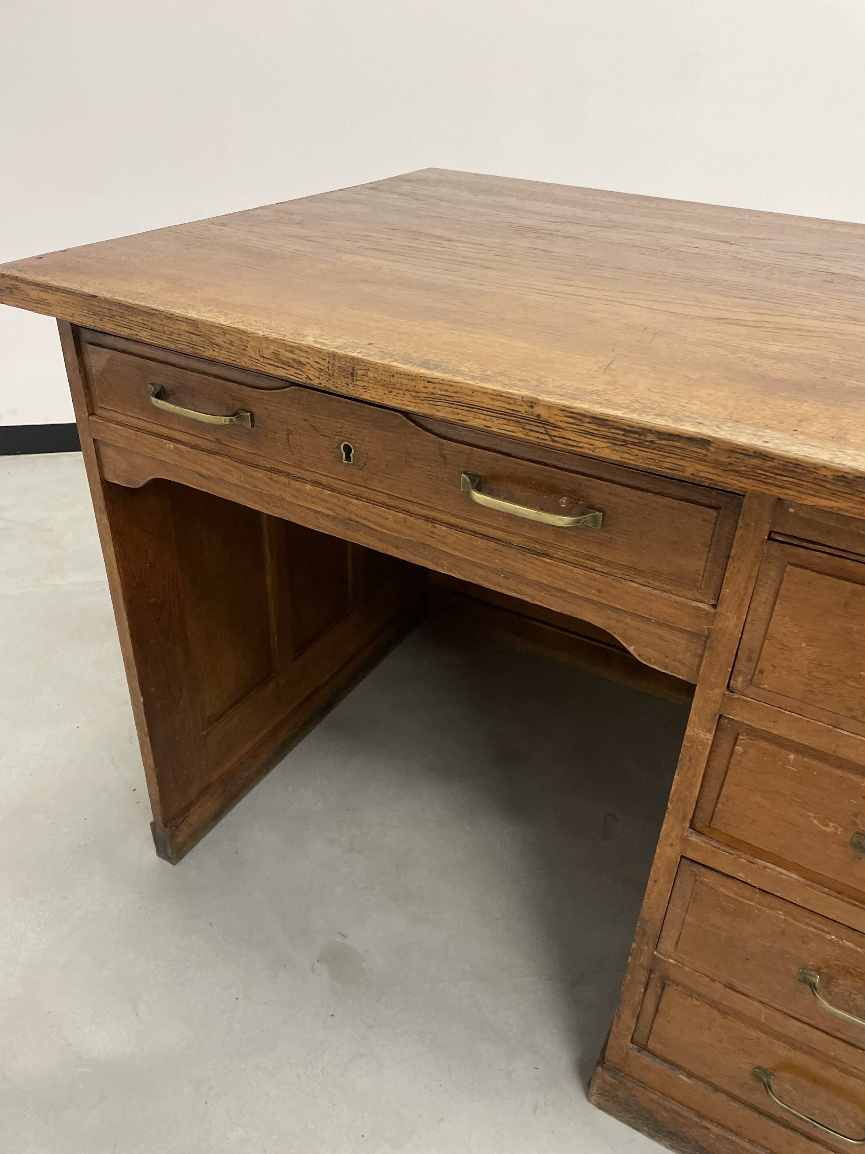 Oak and veneer counter or desk