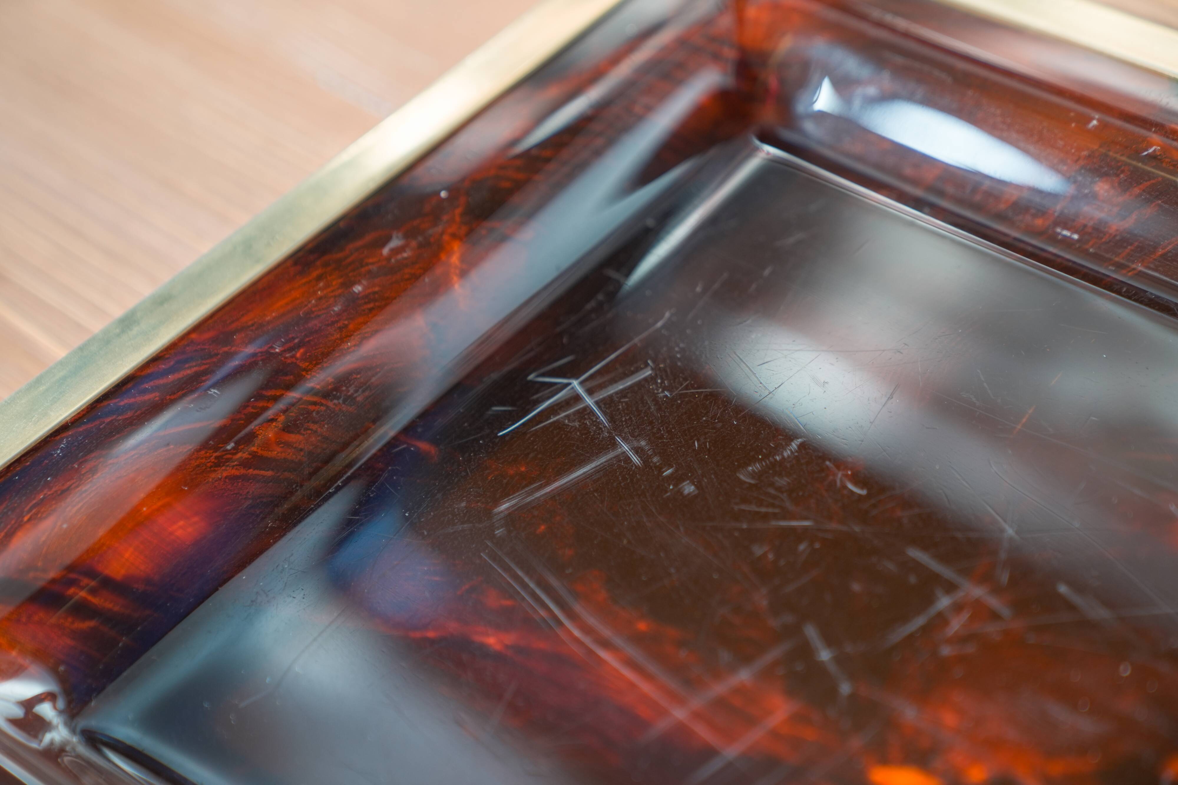 Mid-Century Christian Dior Lucite and Metal Tray - 1970s Designer Piece, France