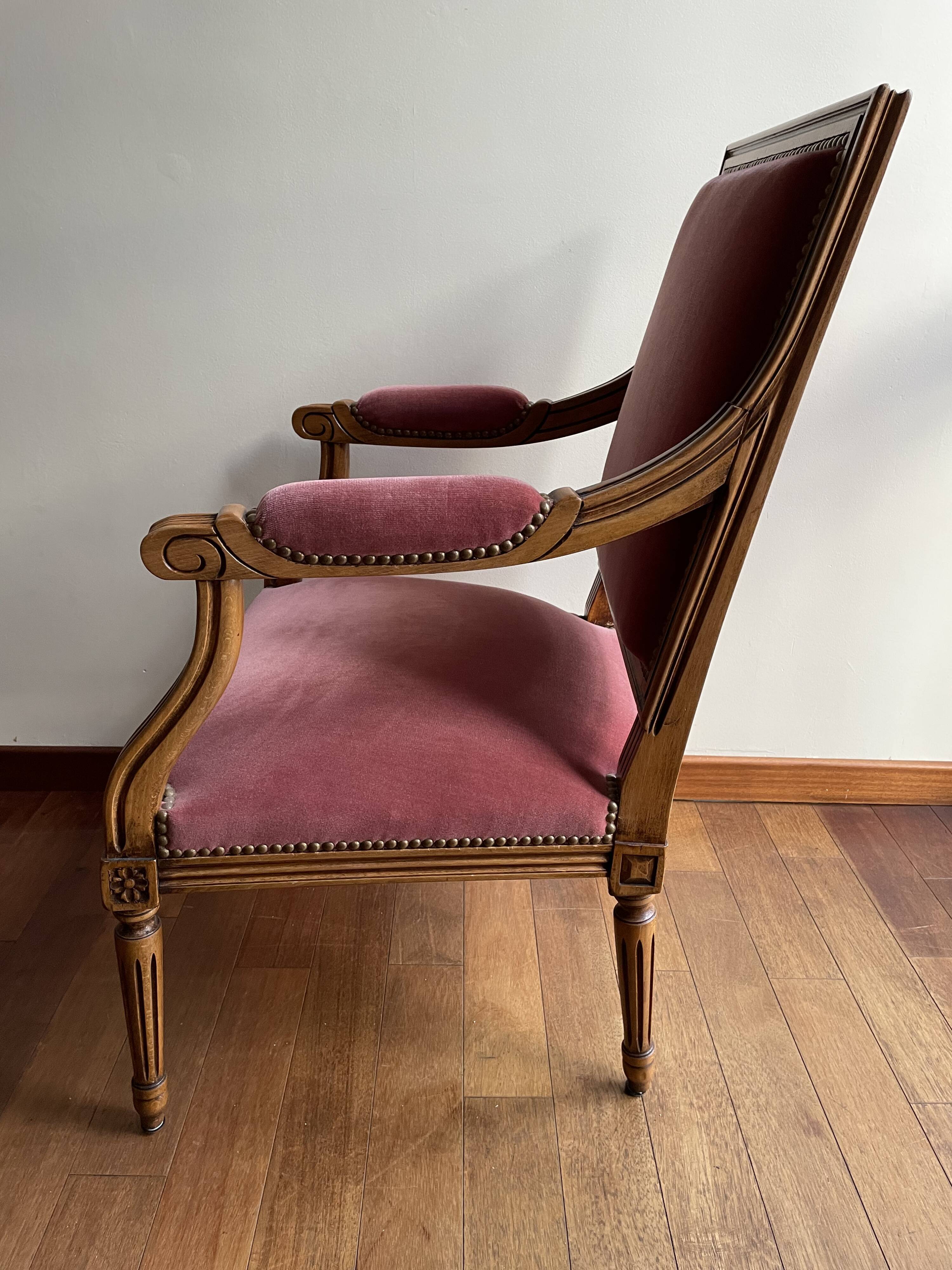 Pink velvet armchair