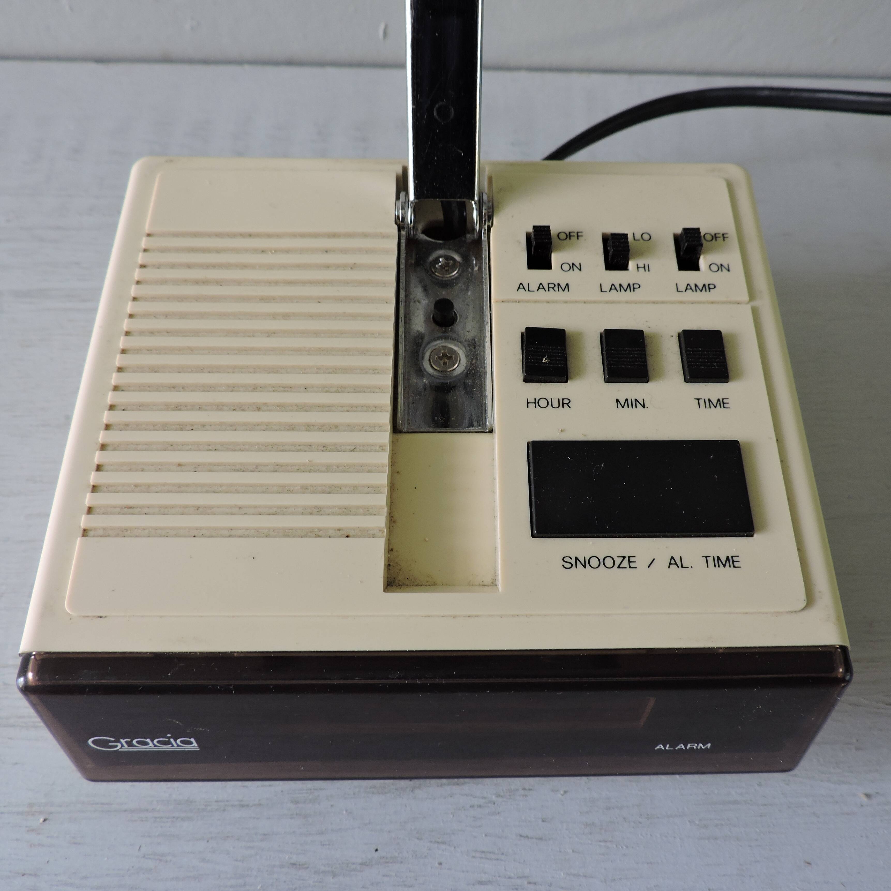 Foldable vintage alarm clock lamp Gracia 70s