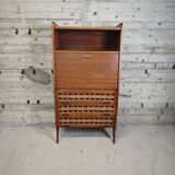Vintage wooden and rattan secretary