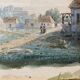 Tableau aquarelle vers 1870 "la ballade" signée avec marie louise