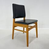 Set of 6 Leatherette & Wood Chairs, Czechoslovakia, 1960's
