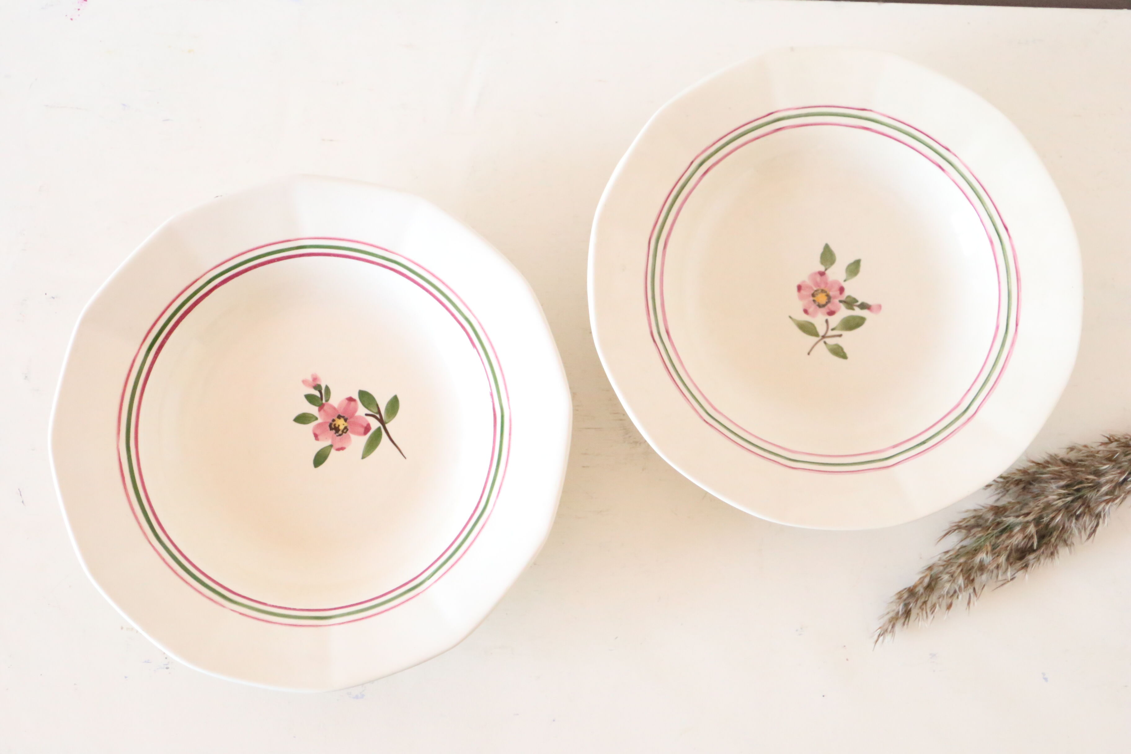 Set of 4 hollow plates Sarreguemines Armelle pattern, vintage