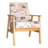 Fauteuil en bois chaise longue fauteuil de salon design vintage 1970 chaise en bois originale rénovée pour salon patio Marin motion