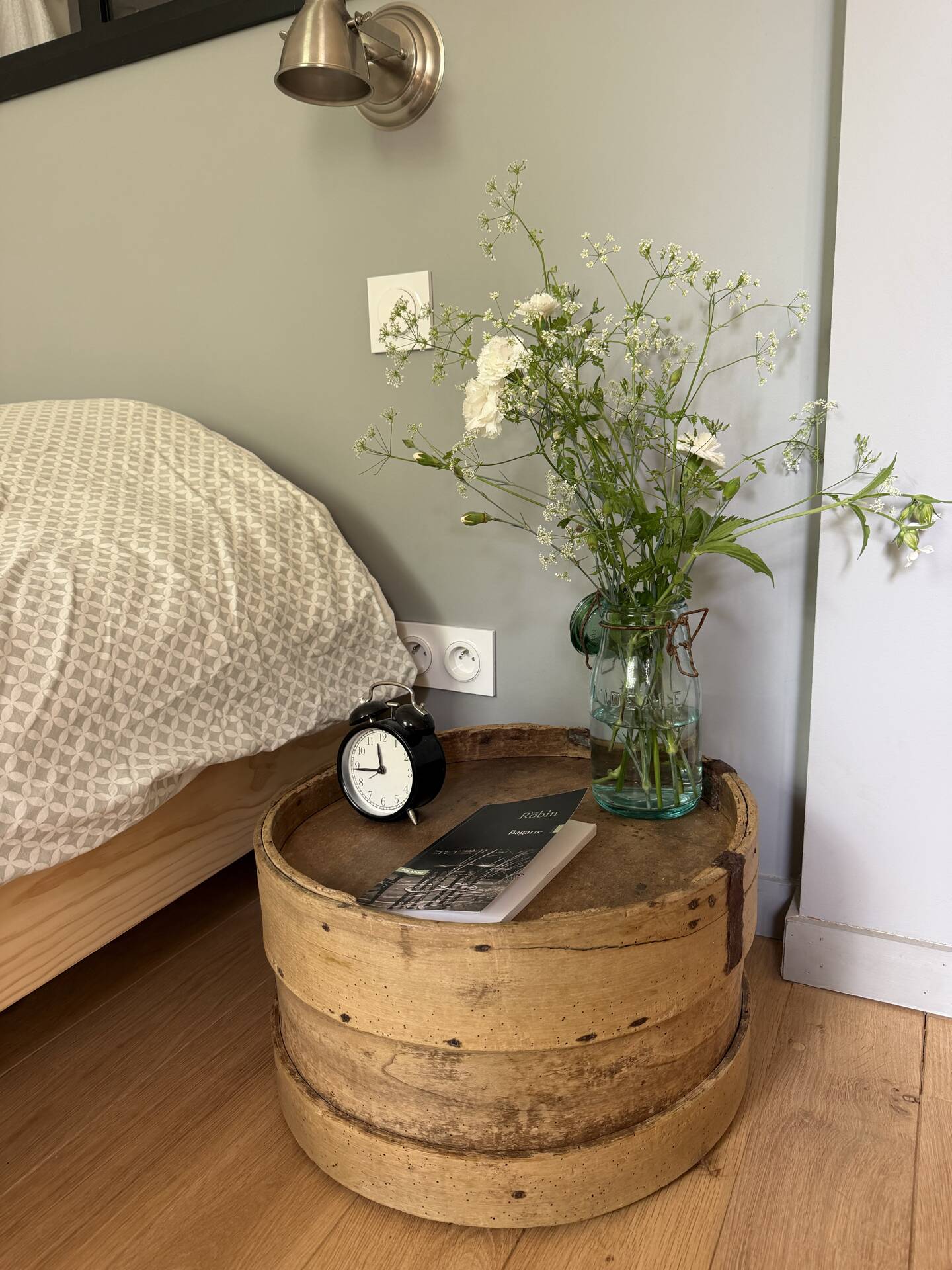 Wooden bedside table