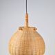 Scandinavian Wicker Rattan and Pine Pendant Lamp, 1960s