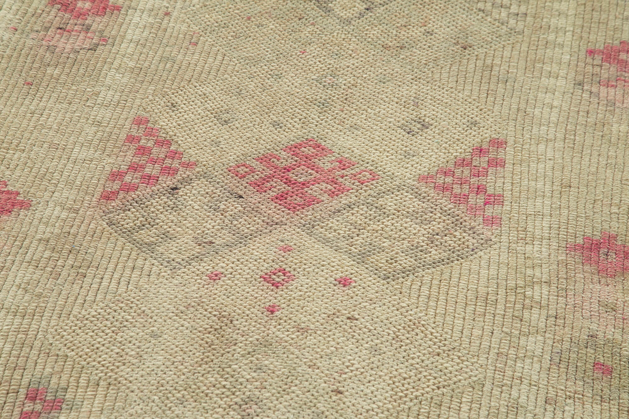 Hand-knotted turkish beige runner carpet 89 cm x 310 cm
