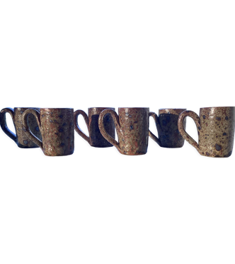 Lot de 6 mugs en gré pyrité