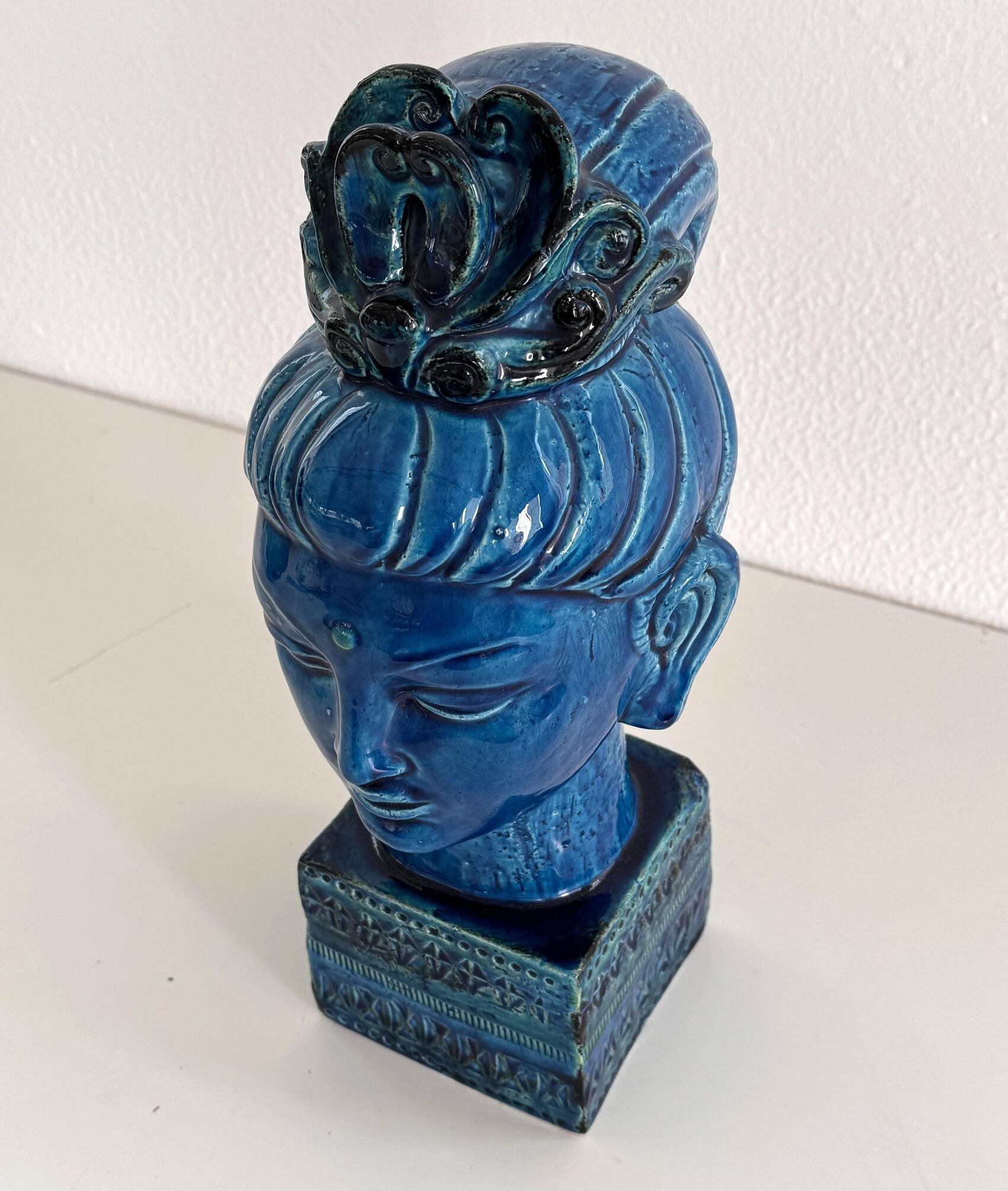 Aldo Londi for Bitossi Kwan Yin Buddha Rimini Blu, Italy, 1970s