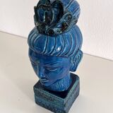 Aldo Londi for Bitossi Kwan Yin Buddha Rimini Blu, Italy, 1970s