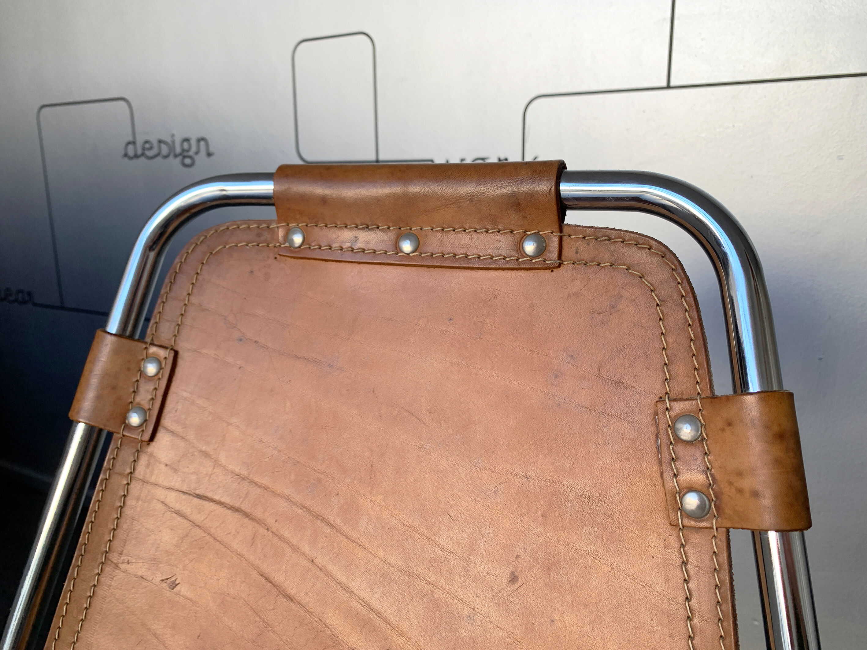 Vintage Chair Les Arcs in leather, published by Dal Vera, 1960s-70s