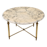 Round marble coffee table with brass base