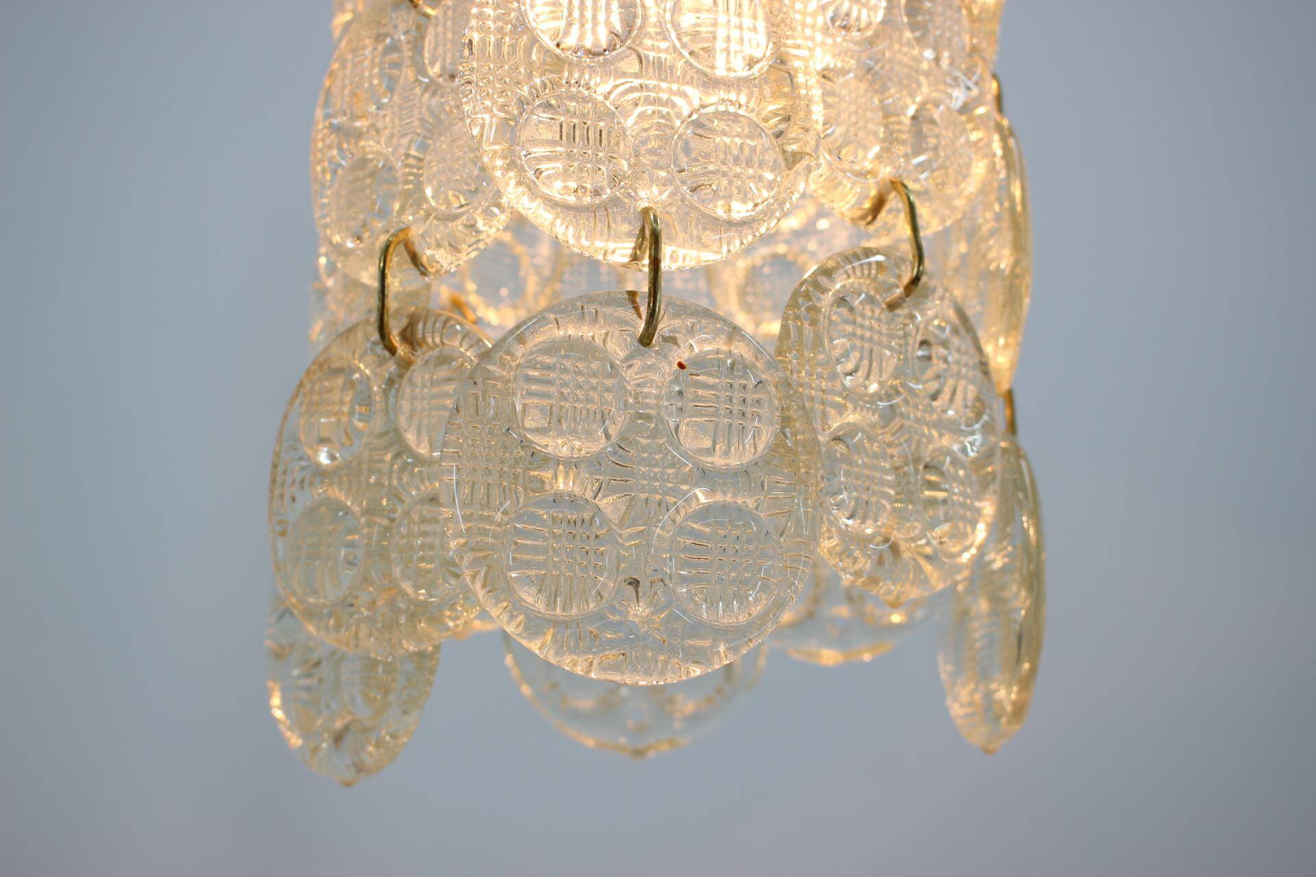 Design Brass and Glass Pendant / Chandelier by Zelezny Brod, 1970s