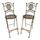 Paire de chaises hautes pliantes en fer forgé – Patine ocre – Style Ja