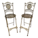 Paire de chaises hautes pliantes en fer forgé – Patine ocre – Style Ja