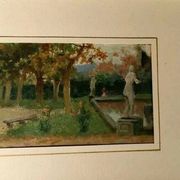 Huile sur panneau peinture Jardin de Villa Toscane