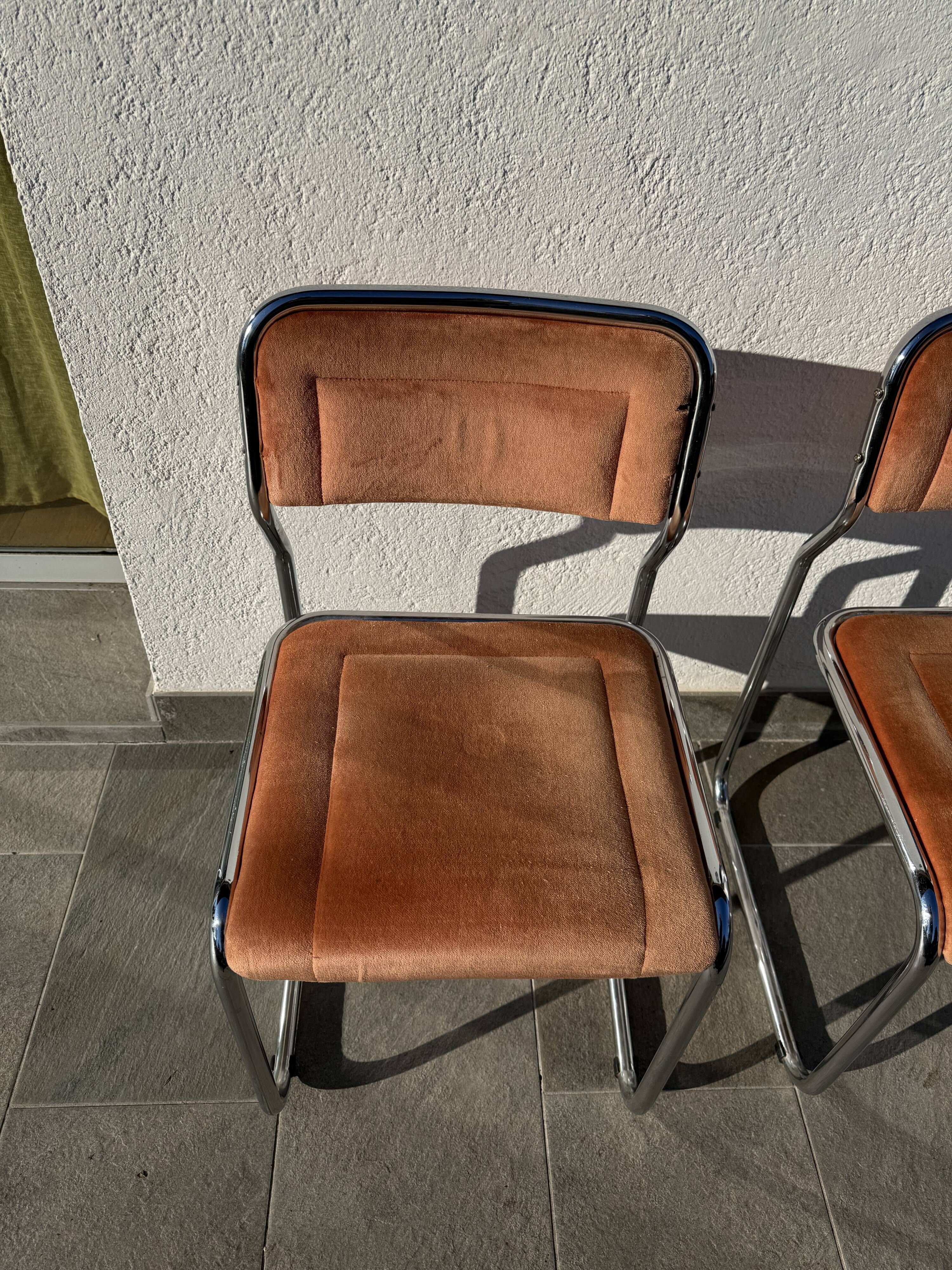 Pair of Bauhaus style dining chairs with infinity frame