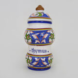 Old apothecary pot, ceramic Thymus medicine jar, 70 80s